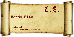 Berán Rita névjegykártya
